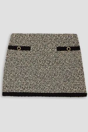 Alessandra Rich Sequin-embellished cotton-blend tweed mini skirt - White