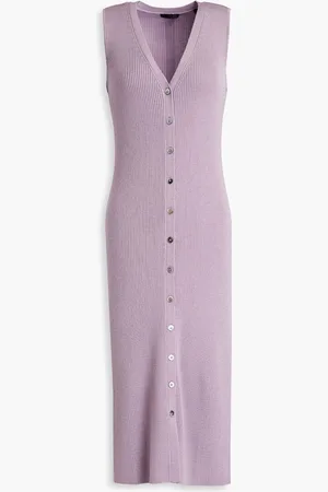 ATM Anthony Thomas Melillo Ribbed merino wool midi dress - Purple