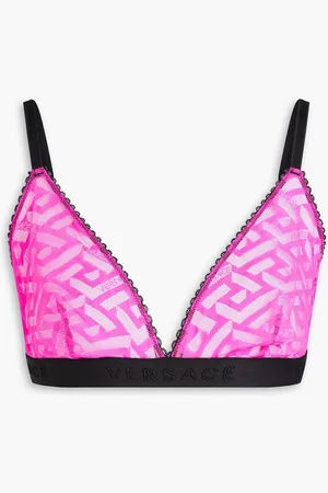VERSACE La Greca tulle soft-cup triangle bra - Pink