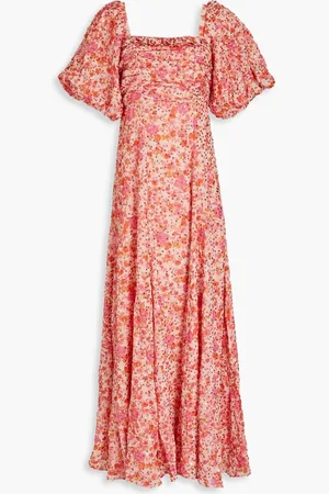 by Ti Mo Sequin-embellished floral-print georgette maxi dress