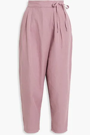 Joie Wilmont cropped cotton and linen-blend tapered pants - Purple