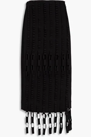 Salvatore Ferragamo Fringed wool-twill midi skirt