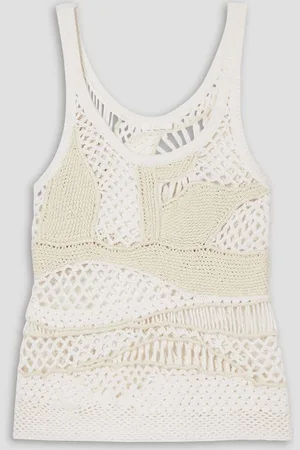 Chloé Crocheted wool and silk-blend tank - White