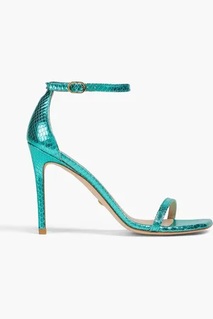 Stuart Weitzman Metallic snake-effect leather sandals - Blue