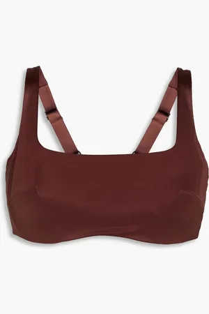 Form and Fold D-G The Crop stretch-satin bikini top - Brown