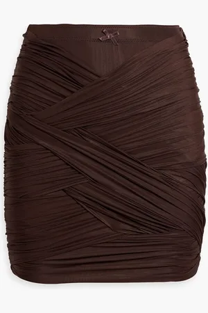 Alexander Wang Ruched stretch-jersey mini skirt - Brown