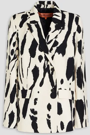 STINE GOYA Steely printed cotton-tweed blazer - White