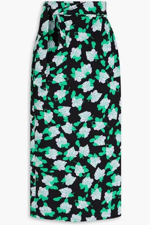 Diane von Furstenberg Elma floral-print cady midi wrap skirt