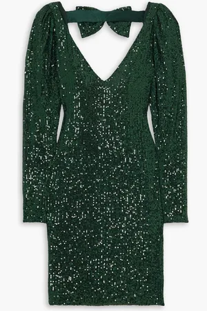 Caroline Constas Julia bow-detailed sequined tulle mini dress - Green