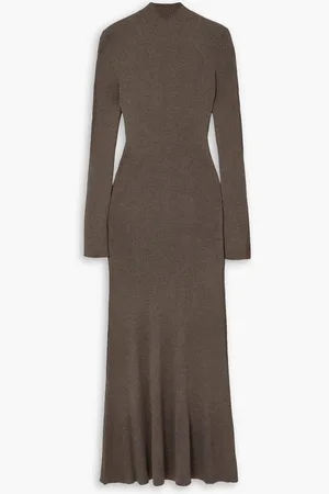Peter Do Open-back ribbed mulberry silk-blend maxi dress - Neutral