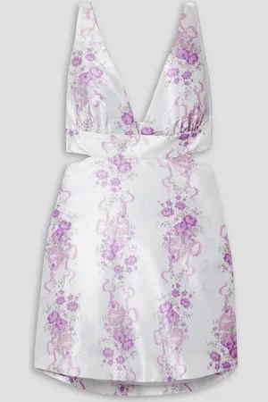LOVESHACKFANCY Till bow-detailed cutout printed faille mini dress