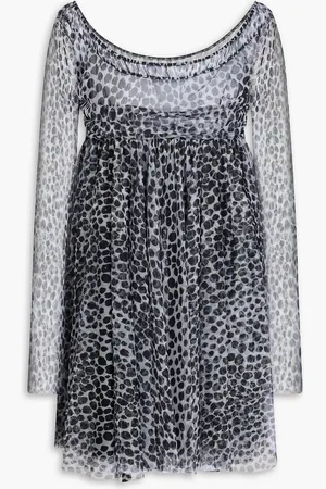 Serafini Gathered leopard-print tulle mini dress