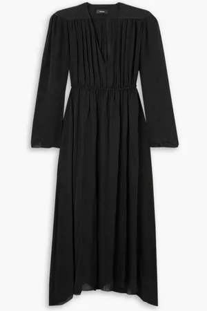 WARDROBE.NYC Gathered silk-voile maxi dress