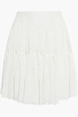 Chloé Tiered cotton-blend broderie anglaise mini skirt - White