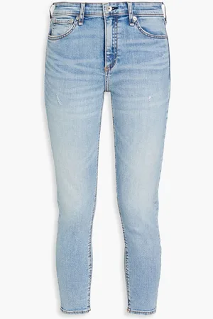 RAG&BONE Cate cropped distressed mid-rise skinny jeans - Blue