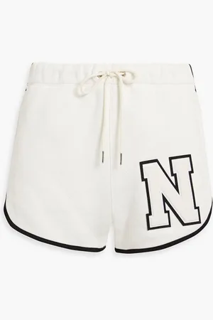 NILI LOTAN Appliquéd French cotton-terry shorts - White