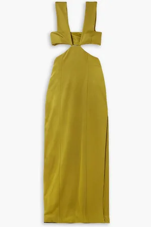 GALVAN Cutout stretch-knit maxi dress - Green