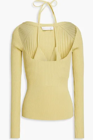 Simkhai Jayline layered ribbed-knit top - Yellow
