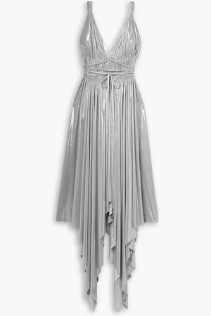 Norma Kamali Goddess asymmetric gathered stretch-lamé dress - Metallic