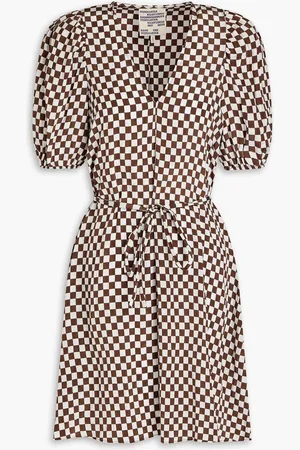 Baum und Pferdgarten Ariette belted checked taffeta mini dress