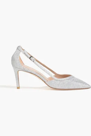 Stuart Weitzman Anny cutout glittered lamé pumps - Metallic