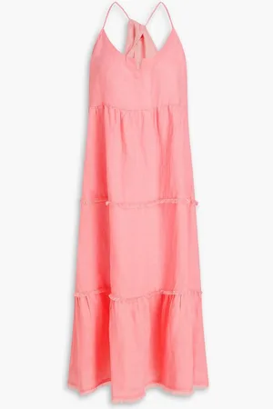 Heidi Klein Tiered linen midi dress - Orange