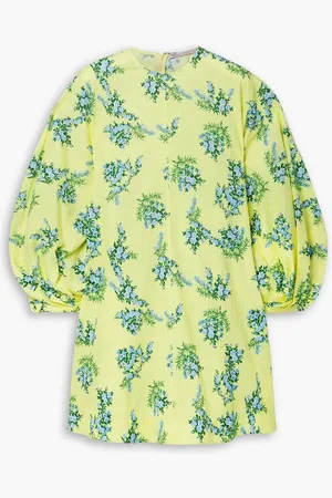 EMILIA WICKSTEAD Nelson floral-print Swiss-dot cotton-blend seersucker mini dress - Green
