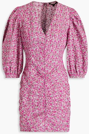 Maje Floral-print broderie anglaise cotton mini dress - Pink