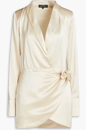 Retrofete Hailey satin mini wrap dress - White