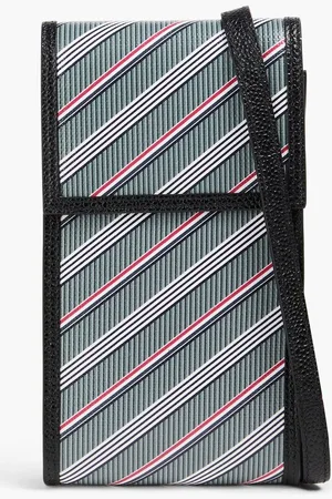 Thom Browne Striped coated canvas phone pouch