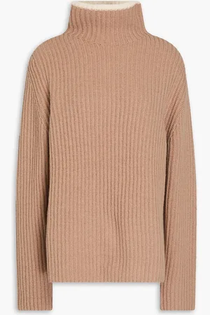 THEORY Ribbed wool-blend turtleneck sweater - Neutral