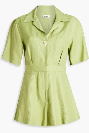 Sandro Pleated twill playsuit - Green
