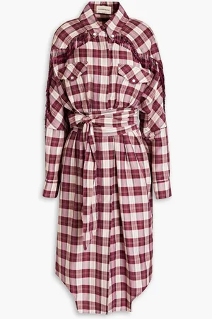 ALEXANDRE VAUTHIER Checked slub jacquard midi shirt dress - Purple