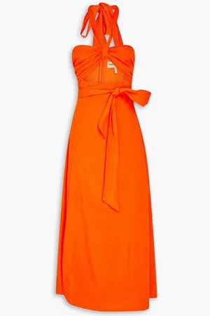 Mara Hoffman Paula cutout TENCEL™ and linen-blend midi dress - Orange