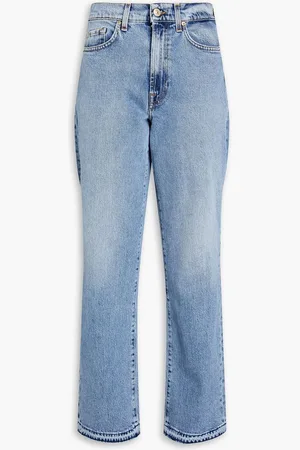 7 for all Mankind Tall Logan faded high-rise straight-leg jeans - Blue