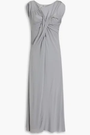 Maison Margiela Twisted draped cupro-blend stretch-jersey midi dress