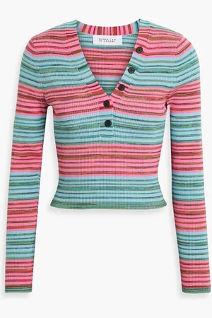 Derek Lam Milana striped ribbed cotton-blend top