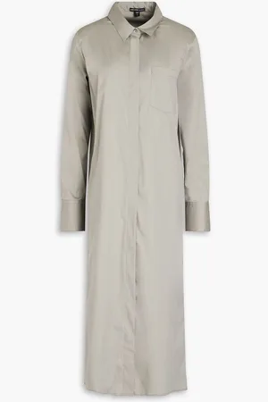 James Perse Cotton-blend poplin midi shirt dress - Neutral