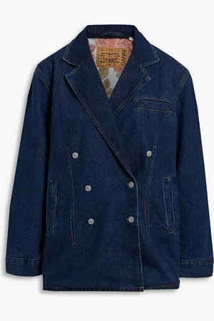 Ganni Double-breasted denim jacket - Blue