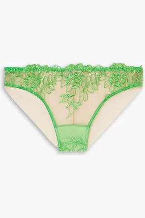 I.D. Sarrieri Jardin de Tuilerie satin-trimmed embroidered tulle briefs