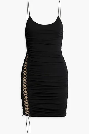 ALICE+OLIVIA Alice Olivia - Siriana lace-up ruched stretch-jersey mini dress