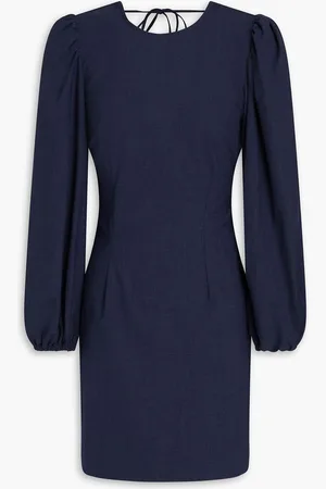 Ganni Open-back woven mini dress - Blue