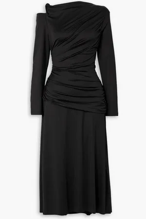 Victoria Beckham Cold-shoulder ruched glossed-jersey midi dress