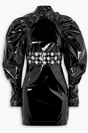 ROTATE Kimmy crystal-embellished cutout vinyl mini dress