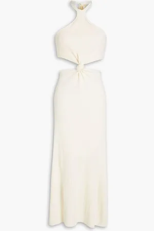 Cult Gaia Cameron cutout ribbed-knit halterneck midi dress - White