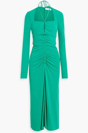 Rebecca Vallance Edie cutout ruched jersey midi dress - Green