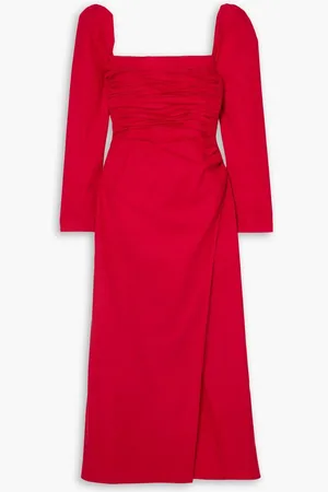 Reformation Isaac gathered cotton-blend poplin maxi dress