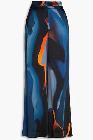 Roksanda Calla printed silk-satin wide-leg pants
