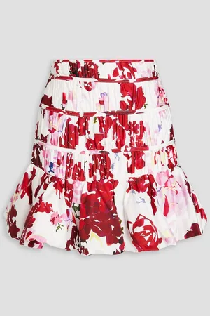 AJE La Vie pleated floral-print cotton mini skirt