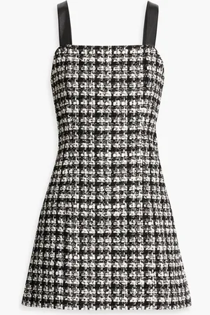 ALICE+OLIVIA Alice Olivia - Bonita faux leather-trimmed tweed mini dress